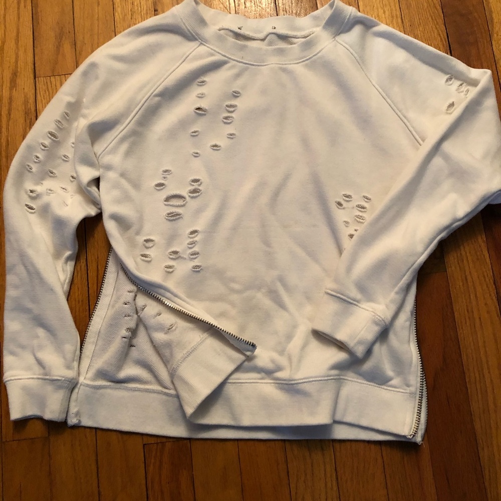 Lot of 2 sweatshirts. distressed white& graysilver